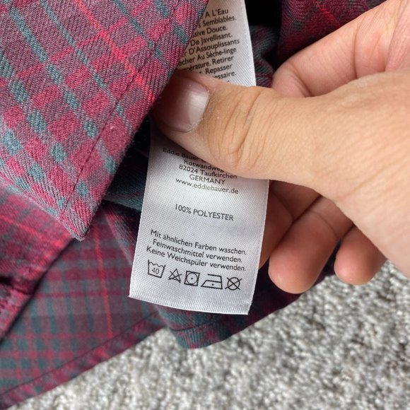 Eddie Bauer Shirt Men Small S Red Green Plaid Button Up Long Sleeve Casual - Picture 6 of 9